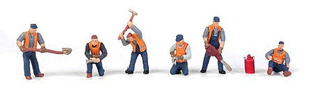 Walthers SceneMaster 949-6066 HO Scale Railroad Track Workers -- Set 1 pkg(6)