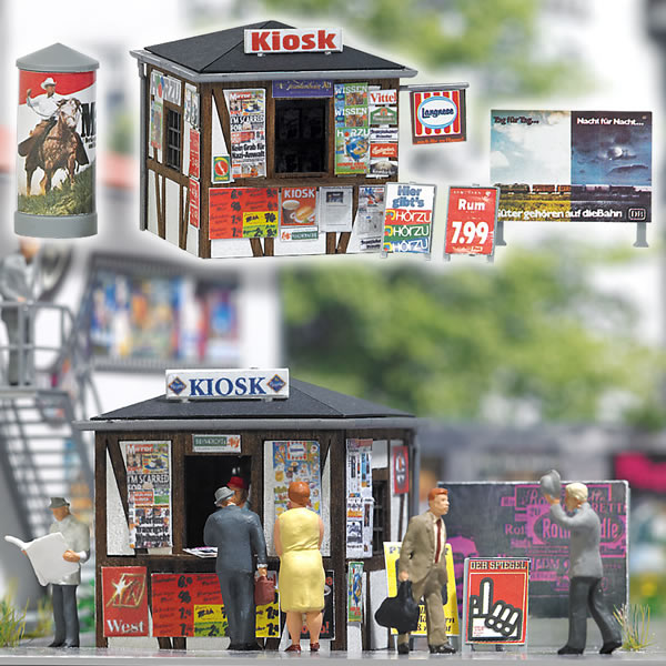 Busch 1494 HO Scale Kiosk Kit -- 3.7 x 3.7 x 3.5cm