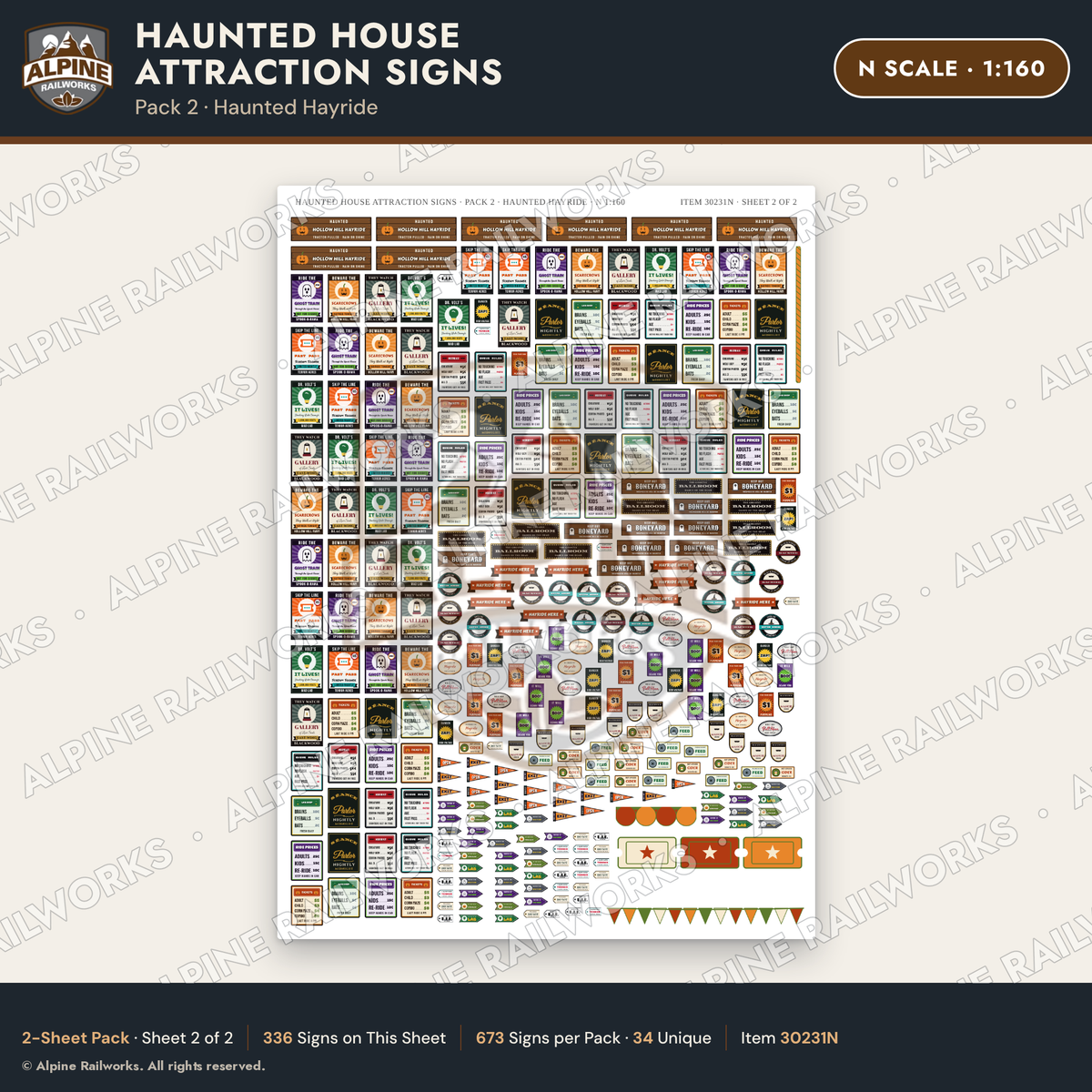 Alpine Railworks 30231N N Scale Haunted House Attraction Signs