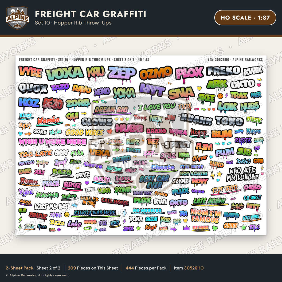 Alpine Railworks 30526HO HO Scale Freight Car Graffiti Cut-Outs
