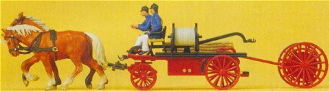 Preiser 30425 HO Scale Emergency - Horse-Drawn Fire Equipment -- Hand Pumper