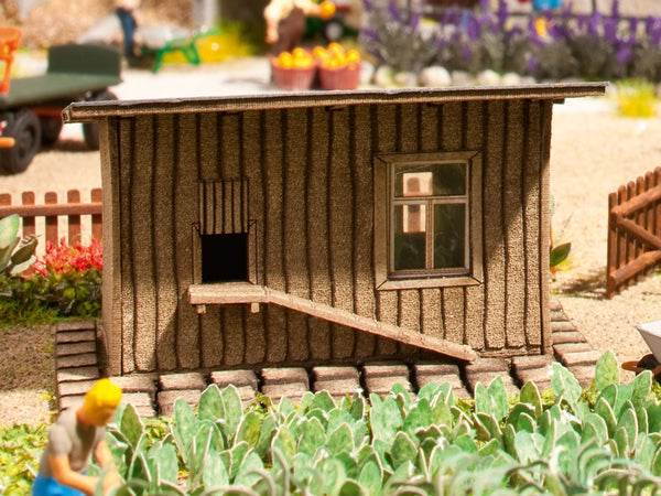 Noch 14378 HO Scale Henhouse - Chicken Coop - Laser-Cut Minis -- Laser-Cut Kit - 2-3/16 x 1-9/16 x 1-3/8" 5.5 x 4 x 3.5cm
