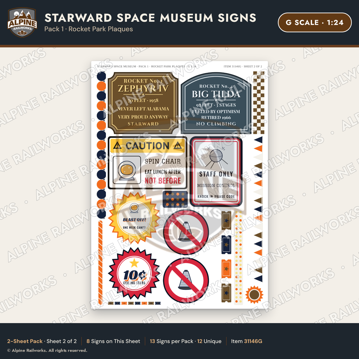 Alpine Railworks 31146G G Scale Roadside Signs - Space Museum