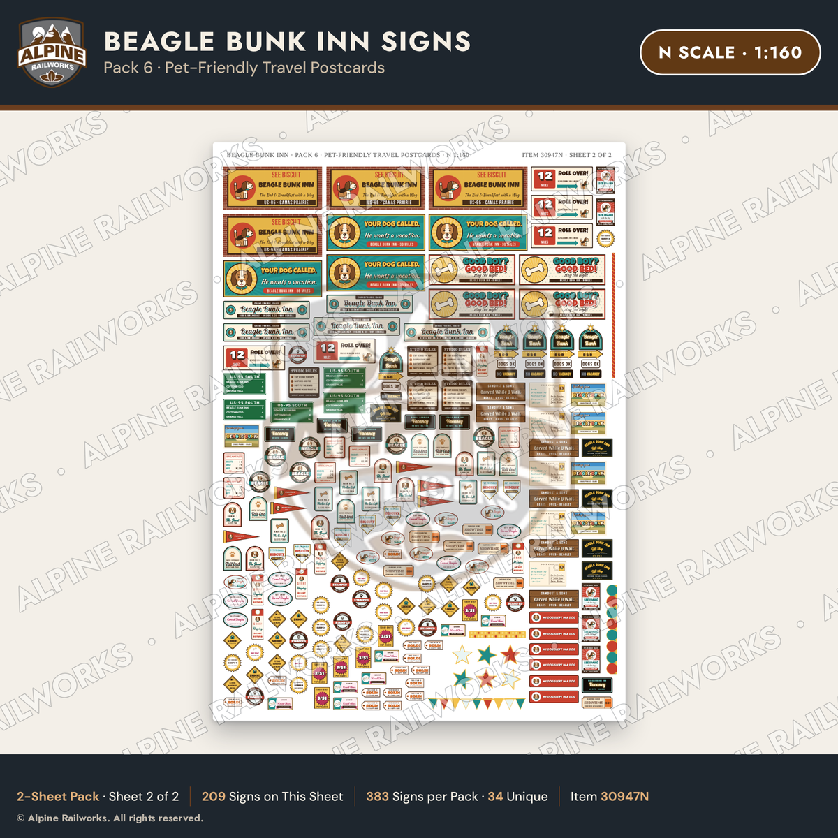 Alpine Railworks 30947N N Scale Roadside Signs - Dog-Shaped Inn