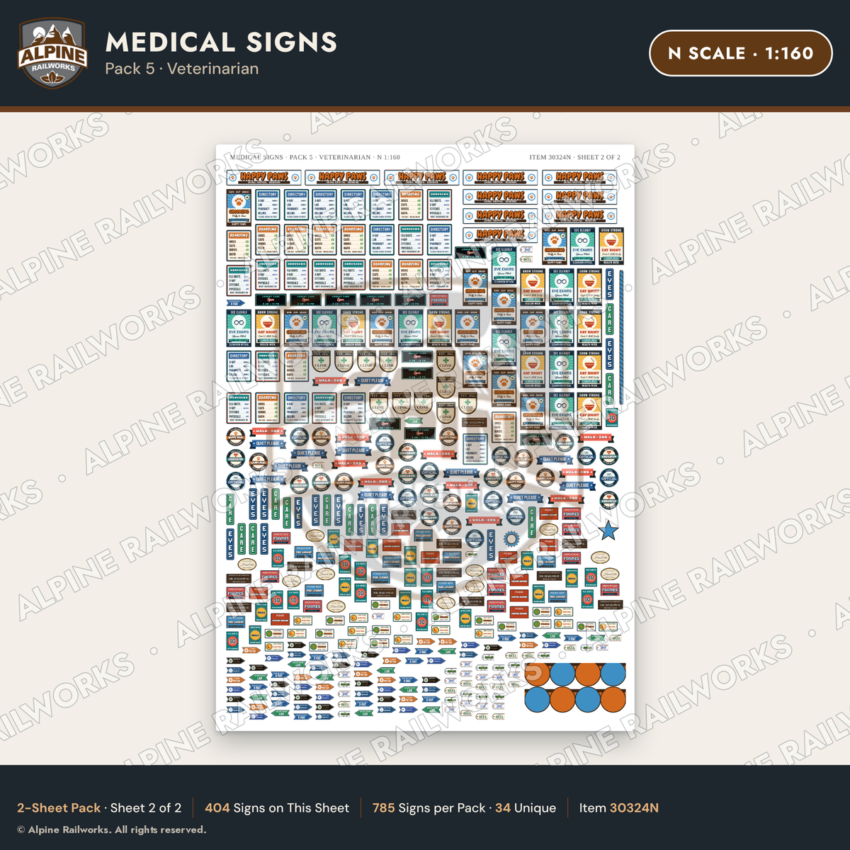 Alpine Railworks 30324N N Scale Medical Signs - Veterinarian