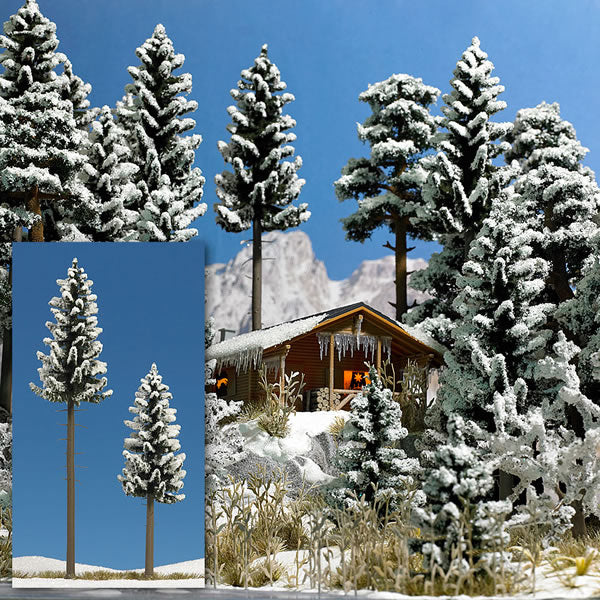 Busch 6153 HO Scale Snow Covered High Trunk Spruce pkg(2) -- 130mm, 195mm