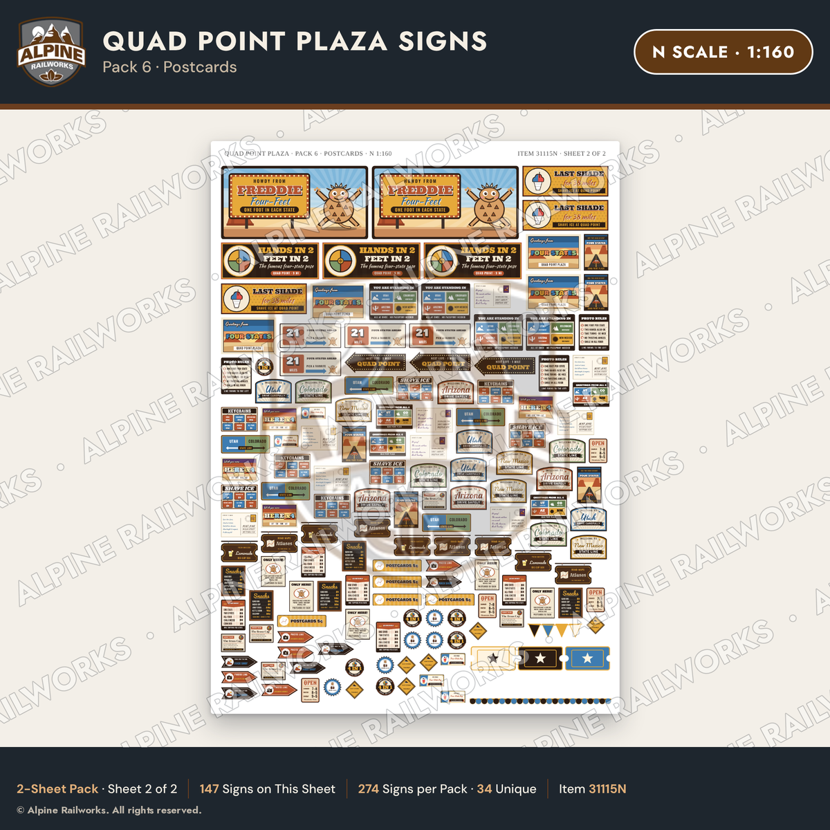 Alpine Railworks 31115N N Scale Roadside Signs - Four Corners