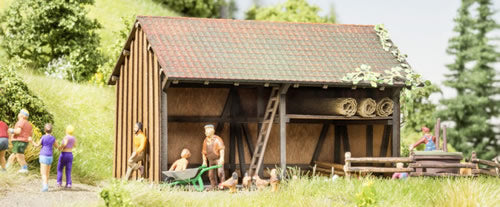 Noch 66711 HO Scale Wooden Open-Sided Barn -- Laser-Cut Wood Kit - 3-1/2 x 2-3/8 x 2-3/16" 9 x 6 x 5.6cm