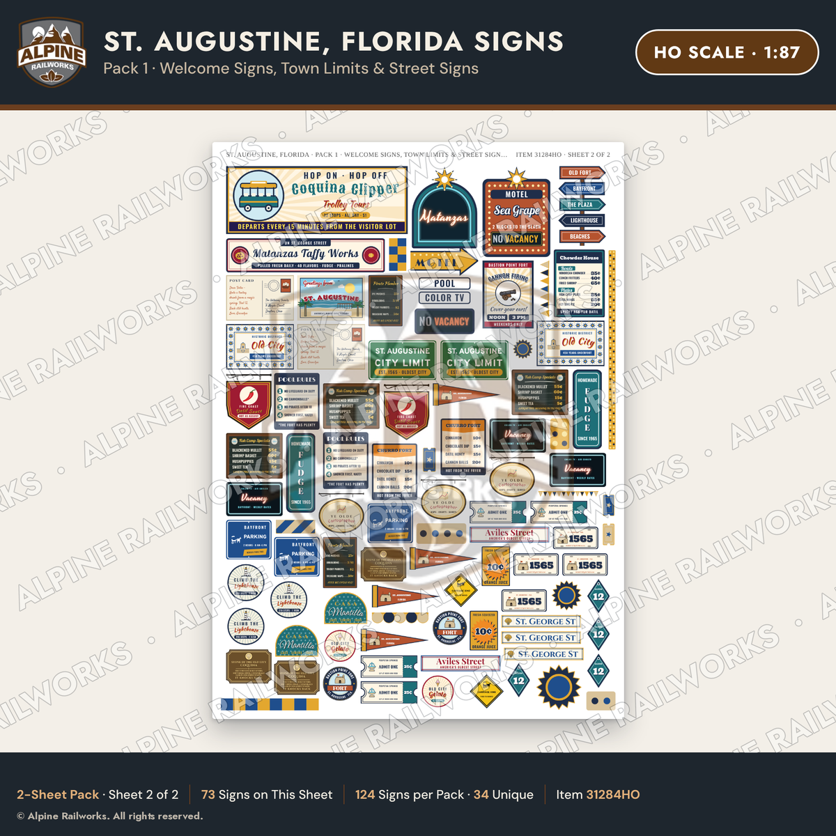 Alpine Railworks 31284HO HO Scale St. Augustine FL Signs - Welcome