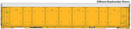 Walthers Proto 101424 HO Scale 89' Thrall Enclosed Tri-Level Auto Carrier - Ready to Run -- CSX Rack ETTX Flat #T8782/710273 (yellow, black, silver)