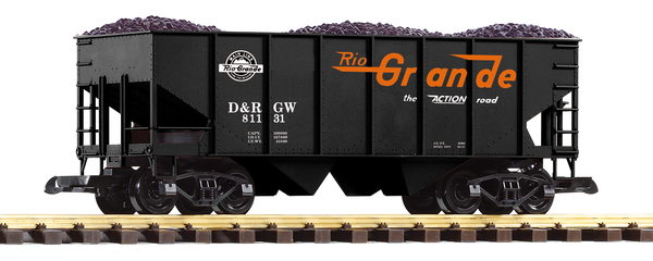 Piko 38917 G Scale D&RGW Rib-Side Hopper 81131 w/Coal Load
