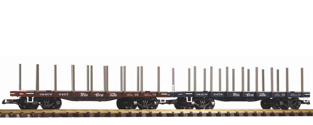 PIKO 38778 G Scale D&RGW Flatcar w/Stakes, 2-Pack