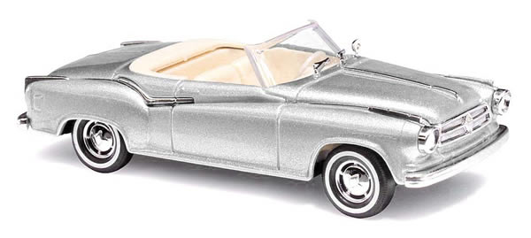 Busch 43173 HO Scale 1958 Borgward Isabella Convertible - Assembled -- Top Down (silver)