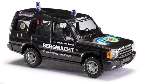 Busch 51919 HO Scale 1998-2004 Land Rover Discovery - Assembled -- Bautzen, Germany, Mountain Patrol (black, blue, German Lettering)