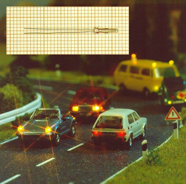 Busch 5595 A Scale Incandescent Light Bulb -- Clear 3/32" 2.2mm Diameter x 1/4" 6.5mm Long 14-16V