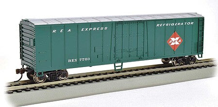 Bachmann 17909 HO Scale 50' Steel Mechanical Reefer - Ready to Run - Silver Series(R) -- Railway Express Agency 7763 (green, red)