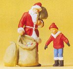 Preiser 65335 O Scale Santa Claus w/Toy Bag & Child