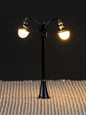 Faller 272126 N Scale LED Arc Double Luminaries -- Adjustable height up to 2-3/8" 6cm tall pkg(3)