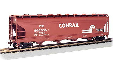 Bachmann 17566 N Scale 56' 4-Bay Center-Flow Hopper - Ready to Run - Silver Series(R) -- Conrail 892056 (Boxcar Red, white)