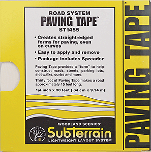 Woodland Scenics 1455 All Scale Paving Tape(TM) - SubTerrain System Road System -- 1/4" x 30' .62cm x 9m