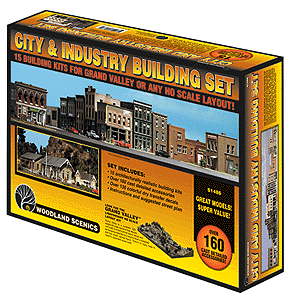 Woodland Scenics 1486 HO Scale City & Industry Building Set -- Kit - 15 Buildings & Details