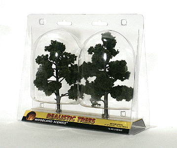 Woodland Scenics 1513 All Scale Ready-Made "Realistic Trees" - Deciduous - 5 to 6" 12.7 to 15.2cm pkg(2) -- Medium Green