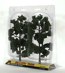 Woodland Scenics 1519 All Scale Ready-Made "Realistic Trees" - Deciduous - 8 to 9" 20.3 to 22.9cm pkg(2) -- Medium Green