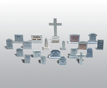 Woodland Scenics 201 HO Scale Tombstones - Scenic Details(R) -- Metal Kit - Unpainted pkg(20)