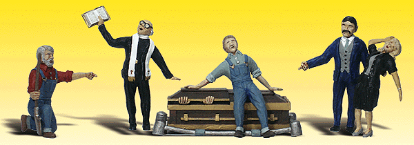 Woodland Scenics 2127 N Scale Scenic Accents(R) Figures -- Graveside Service (5 Figures & Coffin)