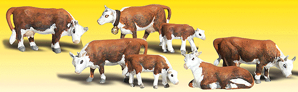 Woodland Scenics 2144 N Scale Scenic Accents(R) Animal Figurines -- Hereford Cows pkg(11)