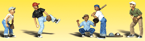 Woodland Scenics 2145 N Scale Baseball Players I - Scenic Accents(R) -- pkg(5)