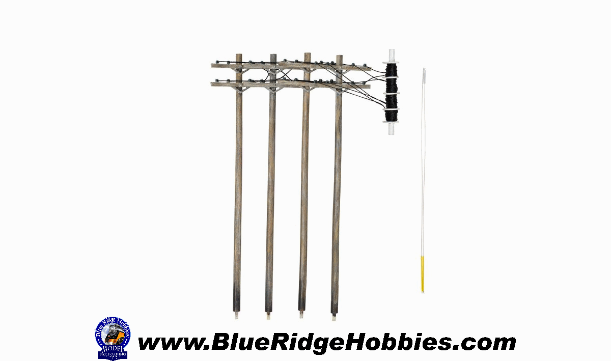 Woodland Scenics 2251 N Scale Pre-Wired Poles - Utility System -- Double Crossbar