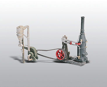Woodland Scenics 229 HO Scale Farm Machinery (Unpainted Metal Castings) -- Steam Engine & Hammer Mill
