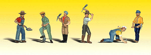 Woodland Scenics 2723 O Scale Scenic Accents(R) Figures -- Track Workers pkg(6)