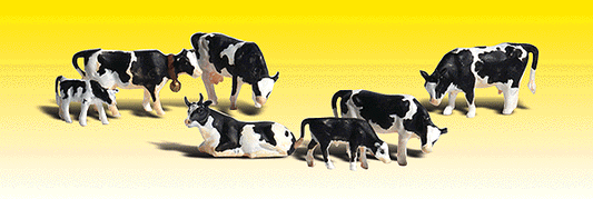 Woodland Scenics 2724 O Scale Scenic Accents(R) Animal Figures -- Holstein Cows pkg(7)