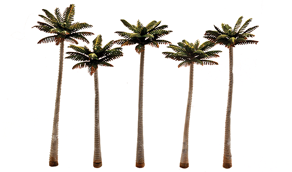 Woodland Scenics 3598 All Scale Large Palm Trees - Woodland Classics(TM) Ready Made Trees(TM) -- 4-3/4 to 5-1/4" 12.1 to 13.3cm pkg(5)