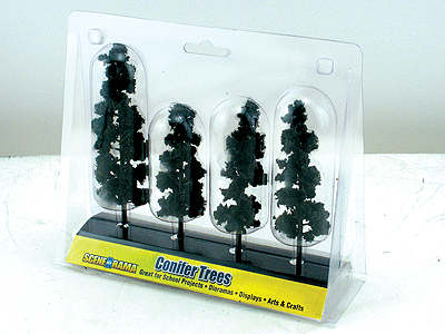 Woodland Scenics 4151 HO Scale Scene-A-Rama(TM) Diorama Trees -- Conifer Trees pkg(4) - 4 to 5-1/2" 10.2 to 14cm Tall
