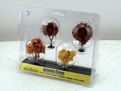 Woodland Scenics 4153 HO Scale Scene-A-Rama(TM) Diorama Trees -- Autumn Trees pkg(4) - 2 to 3" 5.1 to 7.6cm