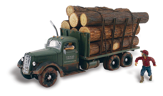 Woodland Scenics 5343 N Scale Tim Burr Logging - Assembled - AutoScenes(R) -- Truck, Lumber Load & Figures