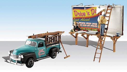Woodland Scenics 5556 HO Scale AutoScenes (R) - Assembled -- Sign Slingers pkg(2)