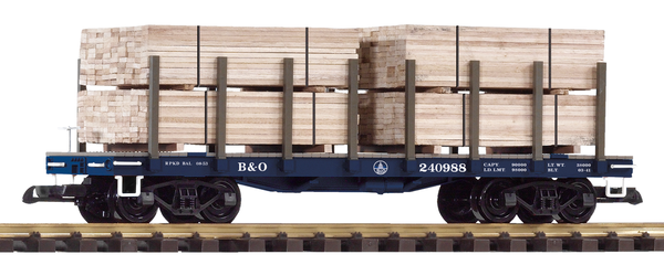 Piko 38741 G Scale B&O Flatcar w/Lumber Load