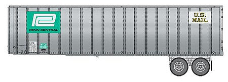 Walthers Scenemaster 2610 HO Scale Flexi-Van 40' Trailer 2-Pack - Assembled -- Penn Central (logo and US Mail placards; end doors)