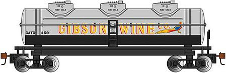 Bachmann 17115 HO Scale 40' 3-Dome Tank Car - Ready to Run - Silver Series(R) -- Gibson Wine Co. GATX #459 (silver, orange, black)