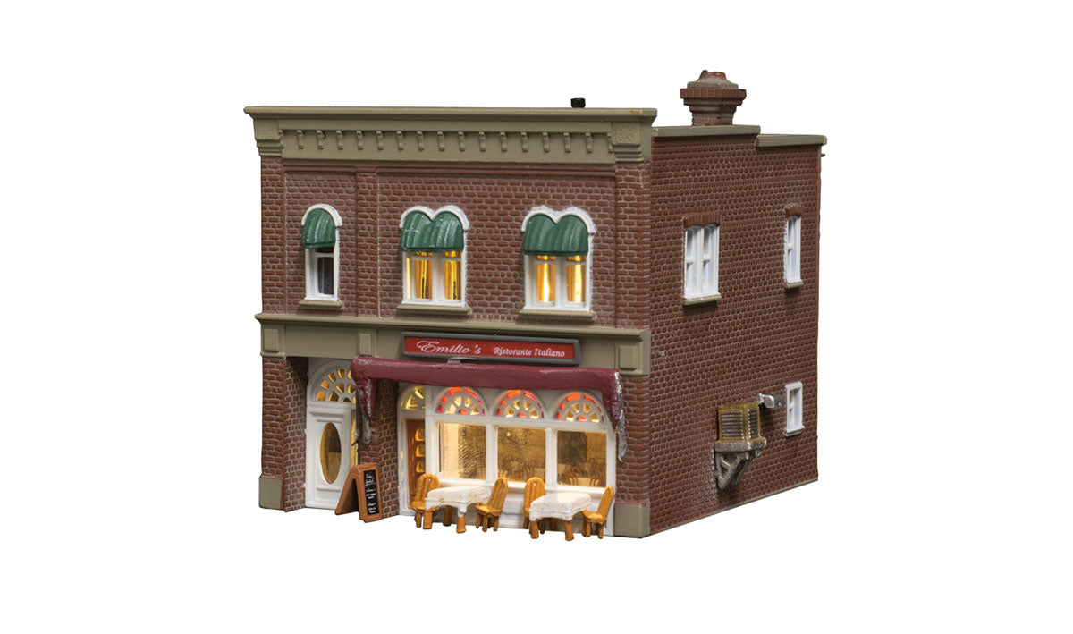 Woodland Scenics 4945 N Scale Emilio's Italian Restaurant - Built-&-Ready(R) Landmark Structures(R) -- Assembled - 2-1/4 x 2-7/16 x 2-11/32" 5.7 x 6.2 x 6cm