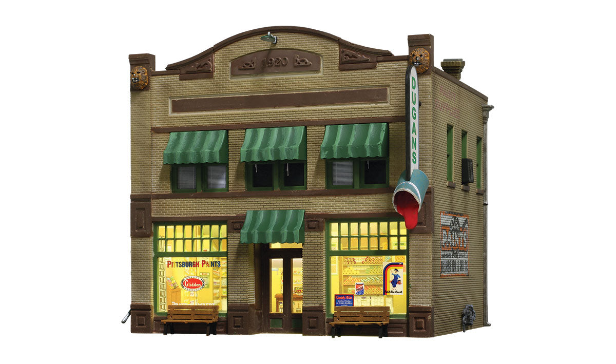 Woodland Scenics 5053 HO Scale Dugan's Paint Store - Built & Ready Landmark Structures(R) -- Assembled - 4-19/32 x 3-5/8 x 4-1/2" 11.6 x 9.2 x 11.4cm