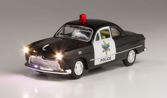 Woodland Scenics 5593 HO Scale Police Car - Just Plug(R) Lighted Vehicle -- Black, White