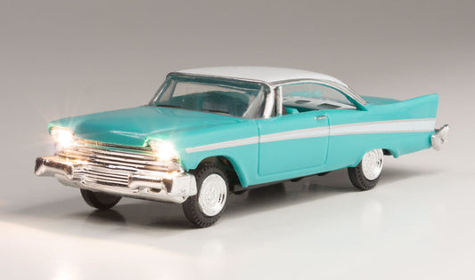 Woodland Scenics 5600 HO Scale Just Plug(R) Lighted Vehicle -- Fancy Fins (turquoise, white)