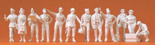 Preiser 16521 HO Unpainted USAAF Pilots & Ground Crew 1942-45 (12) (Kit)