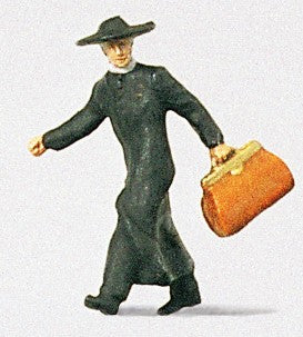 Preiser 28015 HO Priest w/Bags in a Hurry