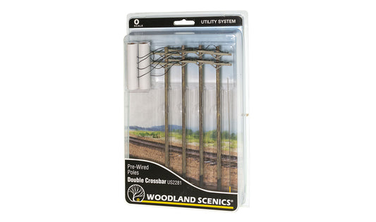 Woodland Scenics 2281 O Scale Pre-Wired Poles - Utility System -- Double Crossbar